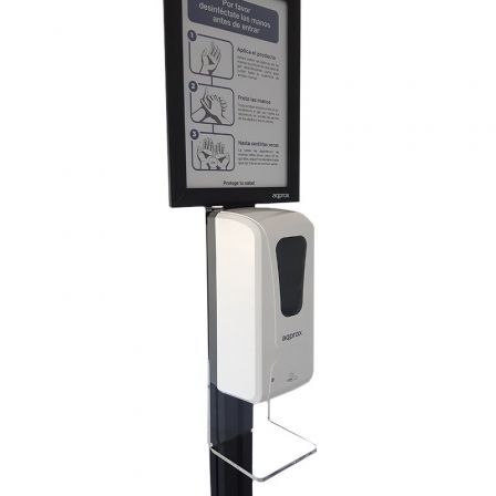 Approx STSanitizer02 Soporte Stand Negro para Dispensador AppSanitizer 300 x 300 x 1544 mm con Cartel Informativo